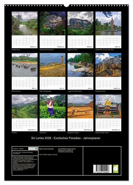 Produktbild: Sri Lanka 2026 - Exotisches Paradies - Jahresplaner (hochwertiger Premium Wandkalender 2026 DIN A2 hoch), Kunstdruck in Hochglanz