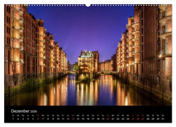 Produktbild: Hamburg - Lichter der Nacht (Wandkalender 2026 DIN A2 quer), CALVENDO Monatskalender