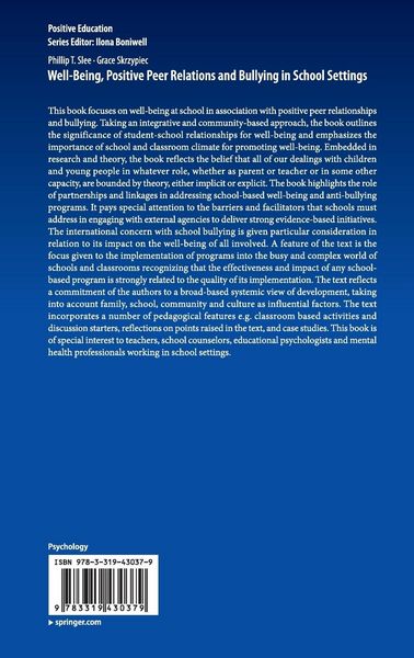 Produktbild: Well-Being, Positive Peer Relations and Bullying in School Settings