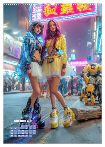 Produktbild: Cyberpunk &Auml;sthetik &ndash; Neonstadt mit seinne Bewohnern (hochwertiger Premium Wandkalender 2026 DIN A2 hoch), Kunstdruck in Hochglanz