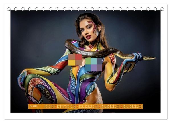 Produktbild: Body Painting mit Schlange (Tischkalender 2027 DIN A5 quer), CALVENDO Monatskalender