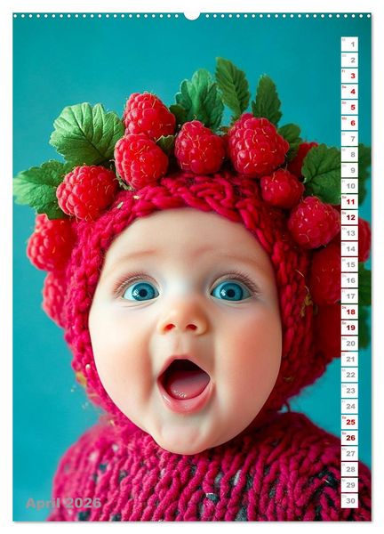 Produktbild: Babys in Bestform - Lustige Fr&uuml;chtchen (hochwertiger Premium Wandkalender 2026 DIN A2 hoch), Kunstdruck in Hochglanz