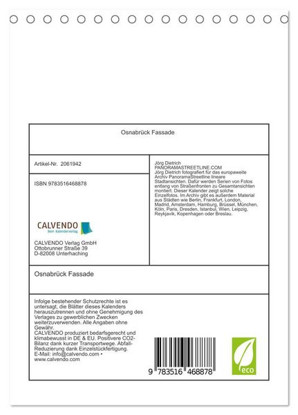 Produktbild: Osnabr&uuml;ck Fassade (Tischkalender 2026 DIN A5 hoch), CALVENDO Monatskalender