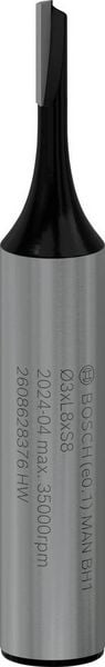 Produktbild: Bosch Accessories 2608628376 Nutfr&auml;ser Hartmetall L&auml;nge 51 mm Produktabmessung, &Oslash; 3 mm Schaftdurchmesser 8 mm
