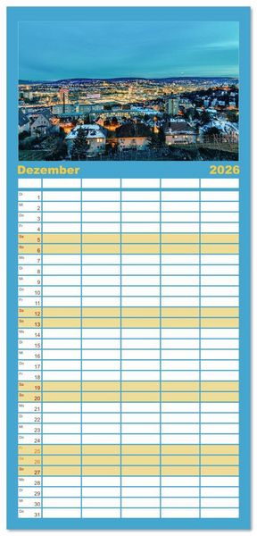 Produktbild: Familienplaner 2026 - Stuttgart, What Else? mit 5 Spalten (Wandkalender, 21 x 45 cm) CALVENDO