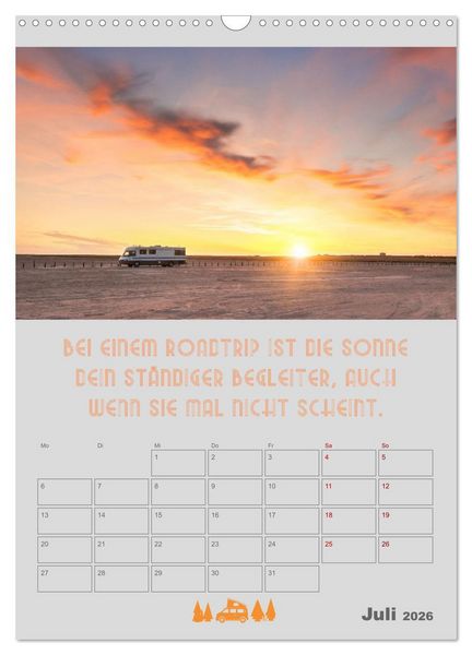 Produktbild: Roadtrips - Urlaub auf R&auml;dern (Wandkalender 2026 DIN A3 hoch), CALVENDO Monatskalender