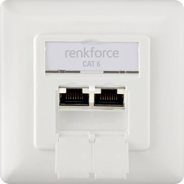 Produktbild: Renkforce Netzwerkdose Unterputz Einsatz CAT 6 2 Port Reinwei&szlig;