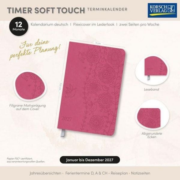 Produktbild: Timer Soft Touch pink 2027