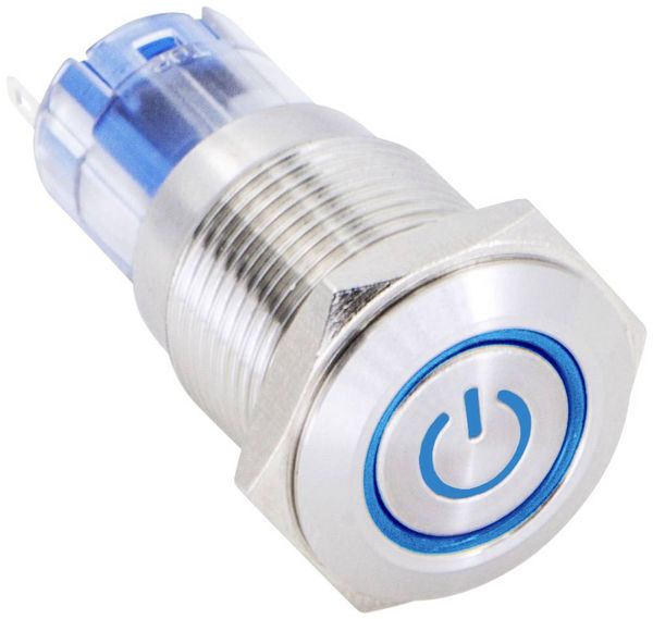 Produktbild: TRU COMPONENTS 1303022 LAS2GQF-11ET/B/12V/S/P Drucktaster 48 V/DC 2 A 1 x Ein/(Ein) tastend Blau IP65 1 St.