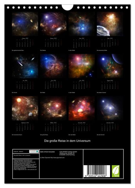 Produktbild: Die gro&szlig;e Reise in dem Universum (Wandkalender 2026 DIN A4 hoch), CALVENDO Monatskalender