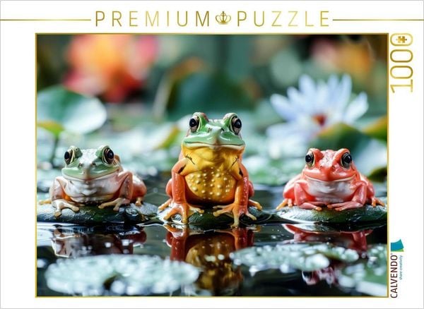 CALVENDO Puzzle Im Teich des Lebens schwimmen auch die Frösche nach oben | 1000 Teile Lege-Größe 64x48cm Foto-Puzzle für