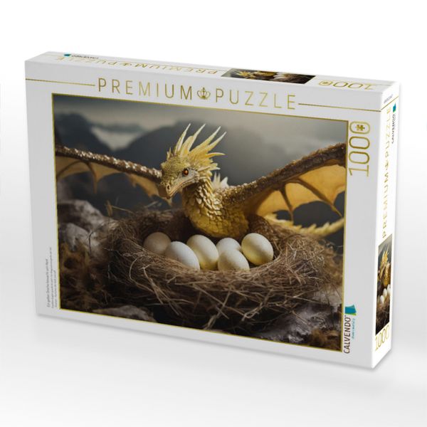 Produktbild: CALVENDO Puzzle Ein gelber Drache bewacht sein Nest | 1000 Teile Lege-Gr&ouml;&szlig;e 64x48cm Foto-Puzzle f&uuml;r gl&uuml;ckliche Stunden
