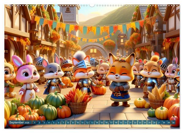 Produktbild: Ritterliche Tierfreunde: Ein Jahr voller Spannung und Humor (Wandkalender 2026 DIN A2 quer), CALVENDO Monatskalender
