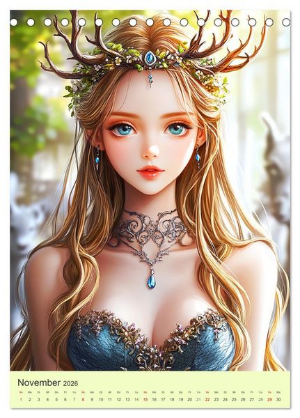 Produktbild: Keltische Mythen. Die magische Anderwelt-Fantasy im Manga-Stil (Tischkalender 2026 DIN A5 hoch), CALVENDO Monatskalender