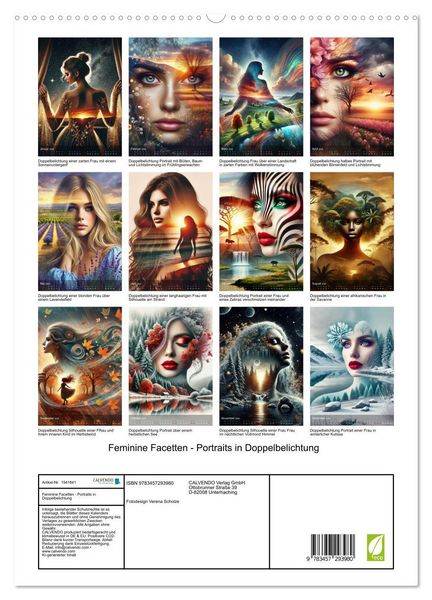 Produktbild: Feminine Facetten - Portraits in Doppelbelichtung (hochwertiger Premium Wandkalender 2026 DIN A2 hoch), Kunstdruck in Hochglanz