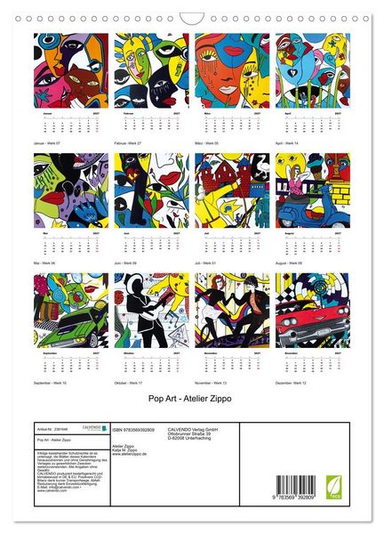 Produktbild: Pop Art - Atelier Zippo (Wandkalender 2027 DIN A3 hoch), CALVENDO Monatskalender