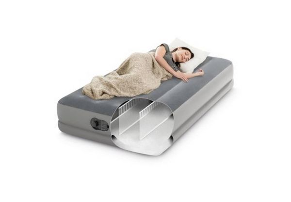 Produktbild: Intex 64112 TWIN DURA-BEAM PRESTIGE AIRBED W/FASTFILL USB PUMP Luftbett (L x B x H) 1910 x 990 x 300 mm Grau