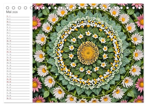 Produktbild: Natural Mandalas - Kraftvolle KI Mandalas aus Naturmaterialien (Tischkalender 2026 DIN A5 quer), CALVENDO Monatskalender