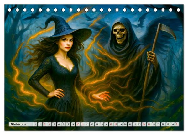 Produktbild: Mystische Hexen - Magische Frauen und finstere N&auml;chte (Tischkalender 2026 DIN A5 quer), CALVENDO Monatskalender