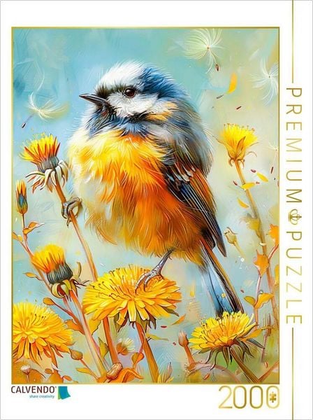 Produktbild: CALVENDO Puzzle Einheimischer Singvogel Eurasische Blaumeise Malerei | 2000 Teile Lege-Gr&ouml;&szlig;e 90x67cm Foto-Puzzle f&uuml;r gl&uuml;ckliche Stunden
