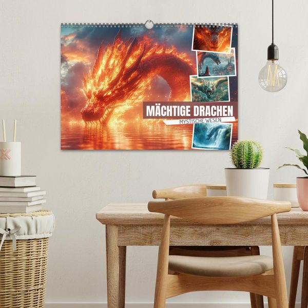 Produktbild: M&Auml;CHTIGE DRACHEN Mystische Wesen (Wandkalender 2026 DIN A3 quer), CALVENDO Monatskalender