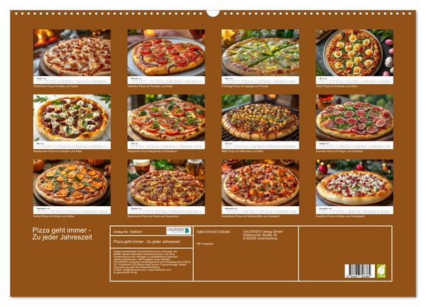 Produktbild: Pizza geht immer - Zu jeder Jahreszeit (Wandkalender 2026 DIN A2 quer), CALVENDO Monatskalender