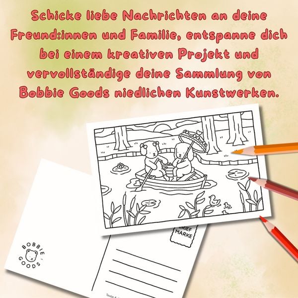 Produktbild: Bobbie Goods Postkarten Ausmalblock (offizielle deutsche Ausgabe)