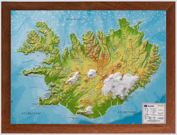 Produktbild: Relief Island klein 1:1.500.000 Holzrahmen