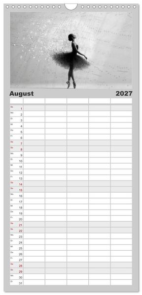 Produktbild: Familienplaner 2027 - Im Pas de Deux mit der Stille mit 5 Spalten (Wandkalender, 21 x 45 cm) CALVENDO