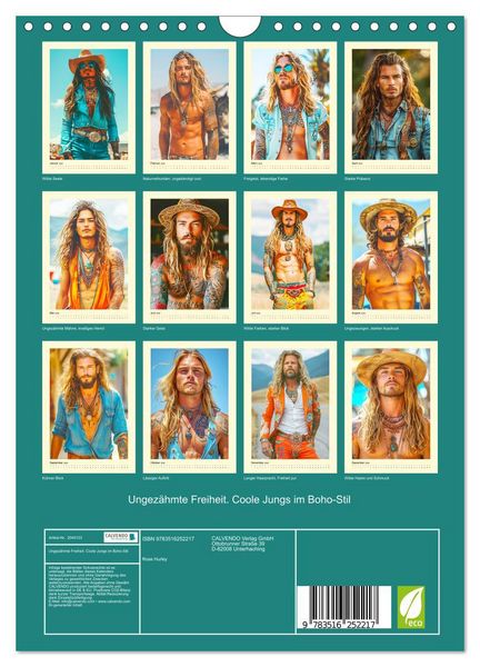 Produktbild: Ungez&auml;hmte Freiheit. Coole Jungs im Boho-Stil (Wandkalender 2026 DIN A4 hoch), CALVENDO Monatskalender