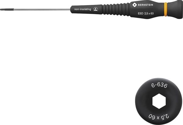 Bernstein Tools ESD Innen-Sechskantschraubendreher Schlüsselweite (Metrisch): 2.5 mm Klingenlänge: 60 mm