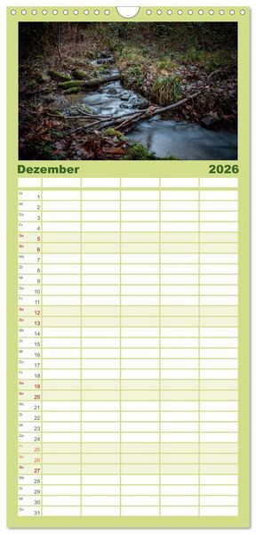 Produktbild: Familienplaner 2026 - Wege des einfachen Gl&uuml;cks - Spazierg&auml;nge im Wald mit 5 Spalten (Wandkalender, 21 x 45 cm) CALVENDO
