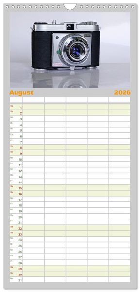 Produktbild: Familienplaner 2026 - Alte Fotoapparate - Kameras von Kodak der Jahre 1905 bis 1977 mit 5 Spalten (Wandkalender, 21 x 45 cm) CALVENDO