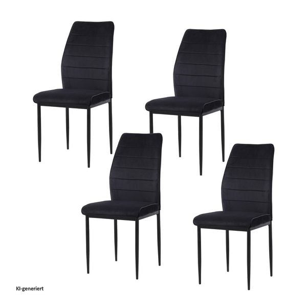 Produktbild: HTI-Living Esszimmerstuhl Madison Samt Schwarz 4er-Set Esszimmerstuhl Madison Samt Schwarz 4er-Set