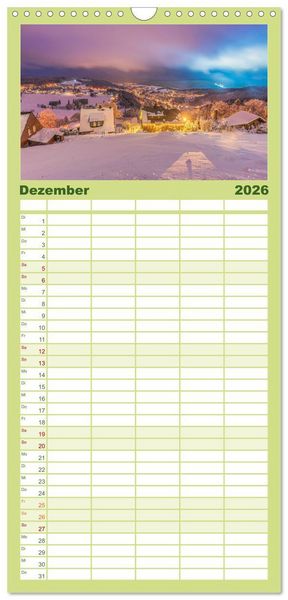 Produktbild: Familienplaner 2026 - Vogtland - von Klingenthal bis G&ouml;ltzschtal mit 5 Spalten (Wandkalender, 21 x 45 cm) CALVENDO