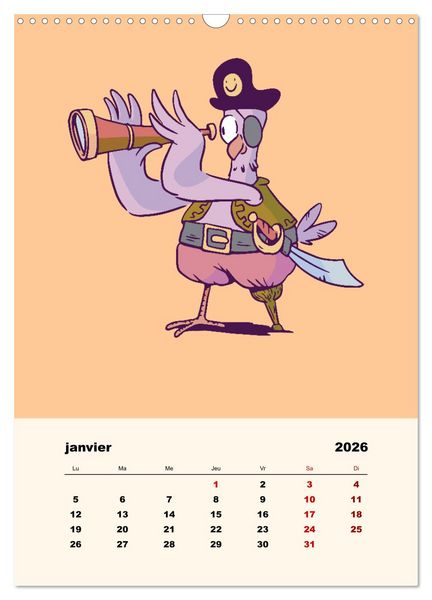 Produktbild: Les petits animaux pirates (Calendrier mural 2026 DIN A3 horizontal), CALVENDO calendrier mensuel