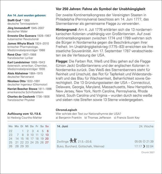 Produktbild: Chronik Tagesabrei&szlig;kalender 2027 - Kulturkalender - Personen, Ereignisse, Schaupl&auml;tze