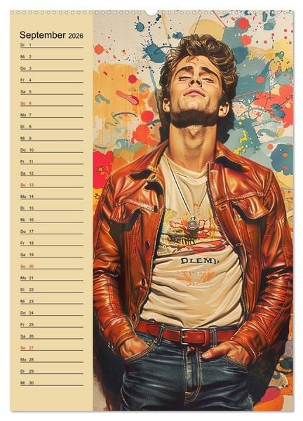 Produktbild: Verwegene Jungs. Pin-up-M&auml;nner im Stil der 50er Jahre (hochwertiger Premium Wandkalender 2026 DIN A2 hoch), Kunstdruck in Hochglanz