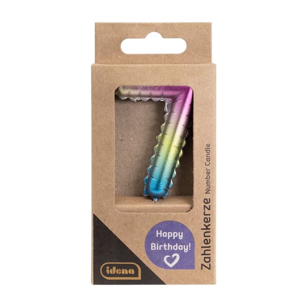Produktbild: Idena Zahlenkerze 7 Regenbogen metallic