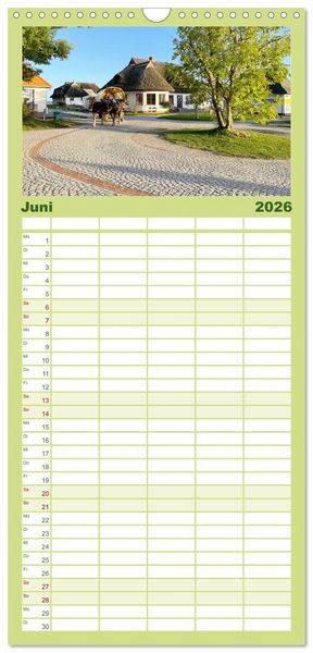 Produktbild: Familienplaner 2026 - Nat&uuml;rliches R&uuml;gen und Hiddensee mit 5 Spalten (Wandkalender, 21 x 45 cm) CALVENDO