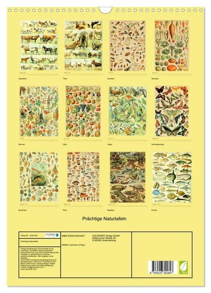 Produktbild: Pr&auml;chtige Naturtafeln (Wandkalender 2026 DIN A3 hoch), CALVENDO Monatskalender