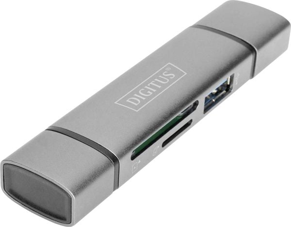 Digitus DA-70886 Externer Speicherkartenleser / Hub USB 3.0, USB-A, USB-C® Grau