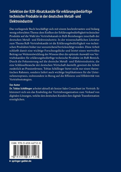 Produktbild: Selektion der B2B-Absatzkan&auml;le f&uuml;r erkl&auml;rungsbed&uuml;rftige technische Produkte in der deutschen Metall- und Elektroindustrie