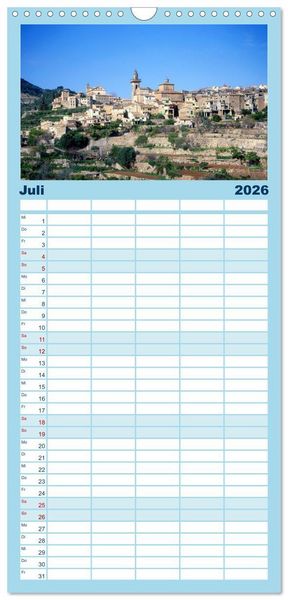 Produktbild: Familienplaner 2026 - Trauminsel Mallorca mit 5 Spalten (Wandkalender, 21 x 45 cm) CALVENDO