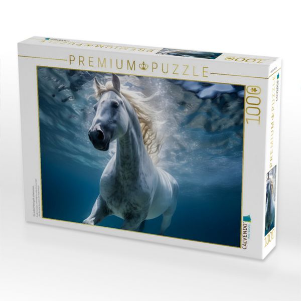 Produktbild: CALVENDO Puzzle Ein edles Pferd geht schwimmen | 1000 Teile Lege-Gr&ouml;&szlig;e 64x48cm Foto-Puzzle f&uuml;r gl&uuml;ckliche Stunden