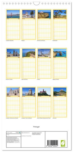 Produktbild: Familienplaner 2026 - Portugal mit 5 Spalten (Wandkalender, 21 x 45 cm) CALVENDO