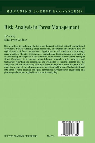 Produktbild: Risk Analysis in Forest Management