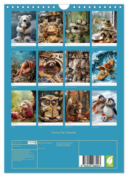 Produktbild: Funny Filz Freunde (Wandkalender 2026 DIN A4 hoch), CALVENDO Monatskalender