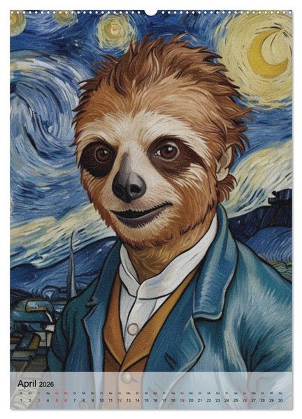 Produktbild: Sloth Art Originals ... eine faultierlangsame Reise durch die Kunstgeschichte (hochwertiger Premium Wandkalender 2026 DIN A2 hoch), Kunstdruck in Hochglanz