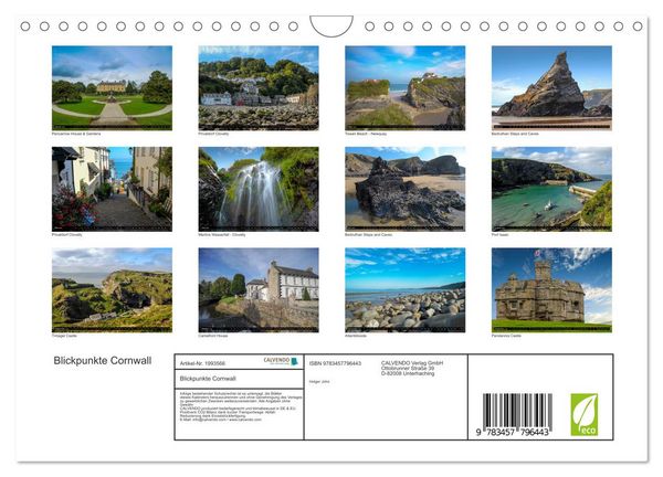 Produktbild: Blickpunkte Cornwall (Wandkalender 2026 DIN A4 quer), CALVENDO Monatskalender